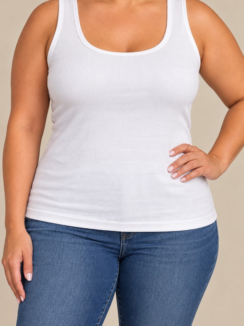 Lane Bryant Ribbed Cotton Tank Top 26/28 NWT White Sleeveless Basic Layering Plu